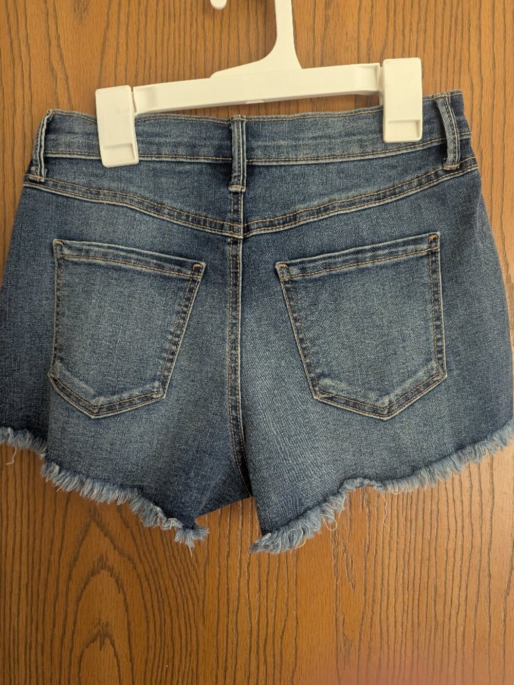 Rewash Button Fly Raw Hem High Rise Denim Blue Jean Shorts-Junior 3/26 - Picture 6 of 6